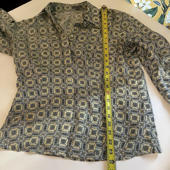 ann taylor Light green Geometrical silk blouse Sz 8 - Picture 7 of 7